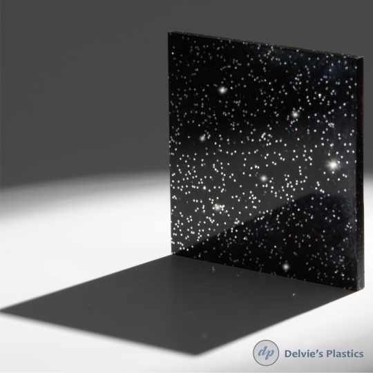 1/8 Black Galaxy Glitter Acrylic Sheet