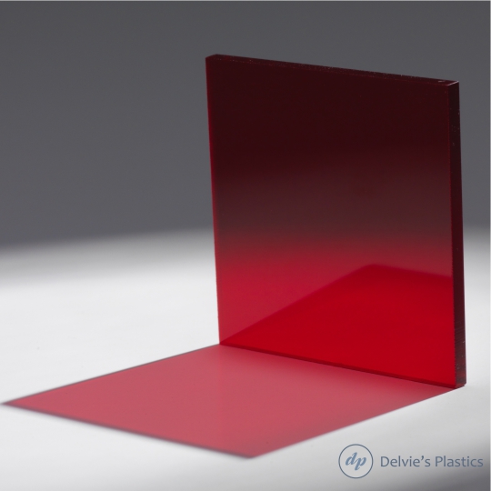 1/2" x 16" x 24" Red #2423 Transparent Acrylic Plexiglass Plastic Sheet 1  pc
