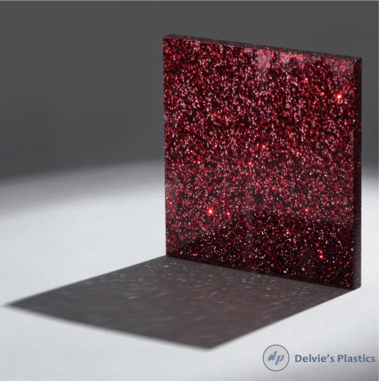Scarlet Red Glitter Acrylic Sheet: Delvie's Plastics Inc.
